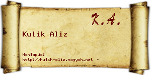 Kulik Aliz névjegykártya